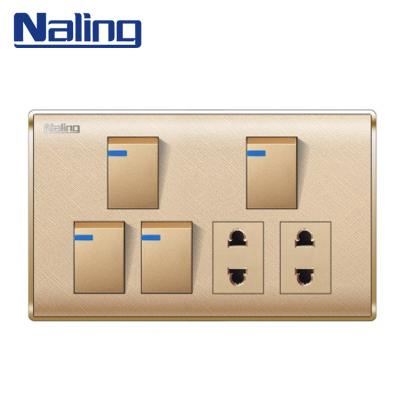 China Residential Electrical Switch / General-Purpose Naling Company Manufacturing 4 Gang 2 Way Wall Outlet For Home for sale