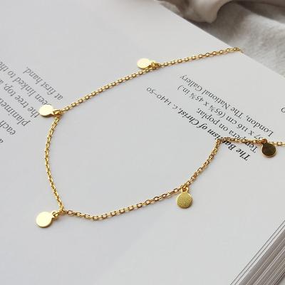 China OEM Vintage Suowei Kolye 2022 Fashion 925 Sterling Silver Necklace Women Gold Jewelry Short Disc Zincir Kolye Necklaces for sale