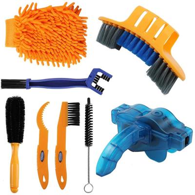 China Bicycle Chain Remover 8 Pieces Precision Bicycle Chain Cleaning Brush Tool Including Bike Chain Scrubber for Mountain Road City Bike and Folding Bike for sale