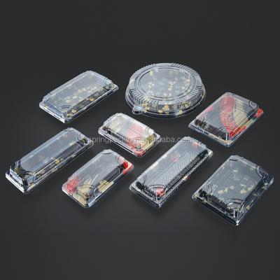 China Disposable Custom Round Rectangular Square Oval-Shape Blister PET POCKETS Plastic Food Packaging Sushi Box for sale