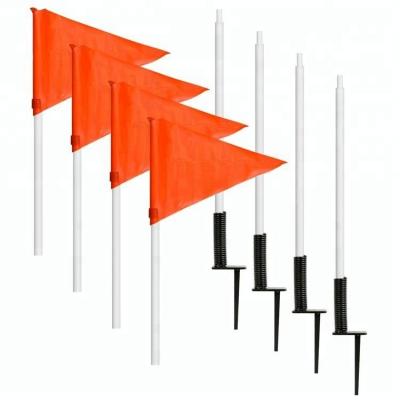 China Mesh fabric fiberglass corner flag with spring steel grounded spikes in sports training. for sale