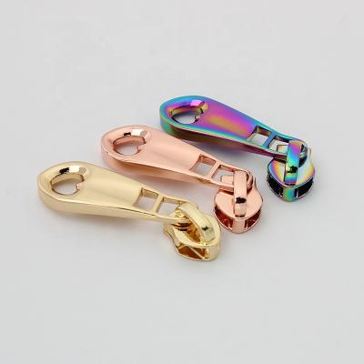 China High Quality Nolvo World 5colors 14*47mm Polished Leather Zipper Puller Replacement Metal Sliders Zipper Pulls For Bag Clothes for sale