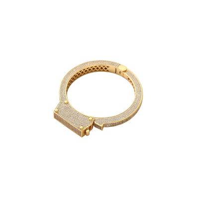 China Hiphop Iced Out Diamond Men Bracelet Cuff Customized Gold Bangles Jewelry Bangles Bangles for sale