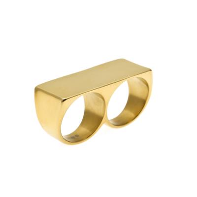 China Hiphop Hiphop Jewelry Fashion Two Rings 24k Gold Ring Stainless Steel Ring For Men for sale