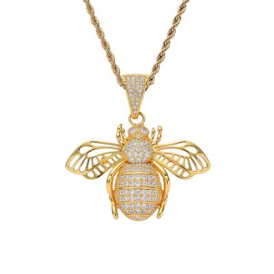 China Hiphop Drop Shopping Ready To Ship Hot Sale On Amazon Fat Bee Necklace Pendant Jewelry For Men for sale