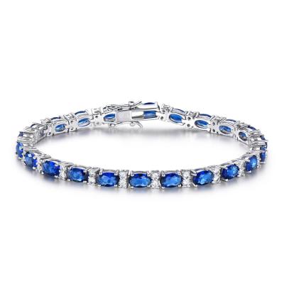 China Cheap hot sale FASHIONABLE Sapphire Glass Bracelet Jewelry good quality 925 Sterling Silver Women Bracelet for sale