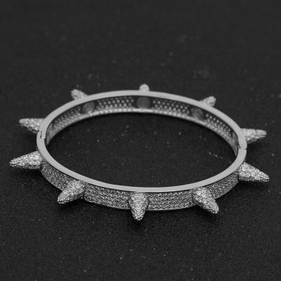 China Latest Design Full Style Copper Rivet Zircon Male Jewelry Bracelet CLASSIC Punk Hitter Bracelet for sale