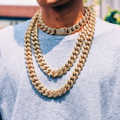 China Hiphop 18K Gold Plated Diamond Miami Cuban Link Gold Chains Iced Out, Gold Chain Necklace For Men Chain for sale