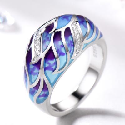 China Latest European and American Fashion Casual/Sporty Colorful Flower S925 Enamel Handmade Wedding Ring for sale