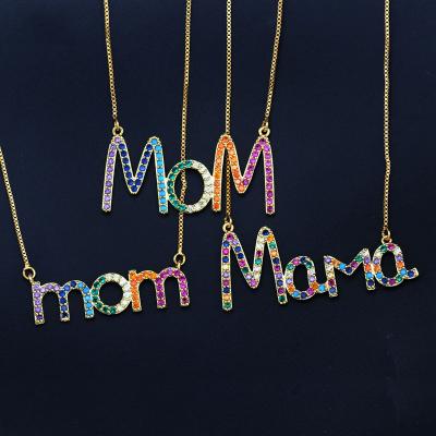 China Rainbow Zircon Jewelry CLASSIC Brazilian Gold Plated Letter Necklace Brass Initial Pendant Necklace for sale