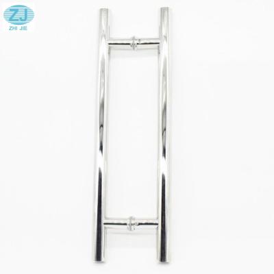 China Modern Bathroom Double Sides Sliding Door Pull Stainless Steel H Shaped Handle Glass Door Handle for sale