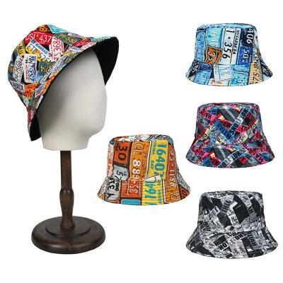 China European and American fashion hip hop umbrella printing double-sided sun protection wide brim bucket hat sun letter for men and women for sale