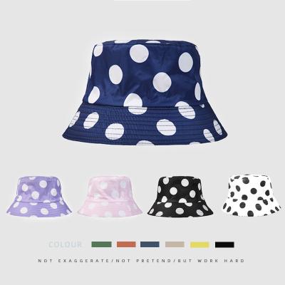 China Fashion Travel Bucket Hat Sunproof All-matching Sunproof Dual-use Leisure New Style Sunshade Polka Dot Bucket Hat Kids for sale