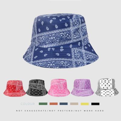 China European and American style retro fashionable sunshade Paisley printed custom double-sided bucket hat basin foldable hat sun hat for sale