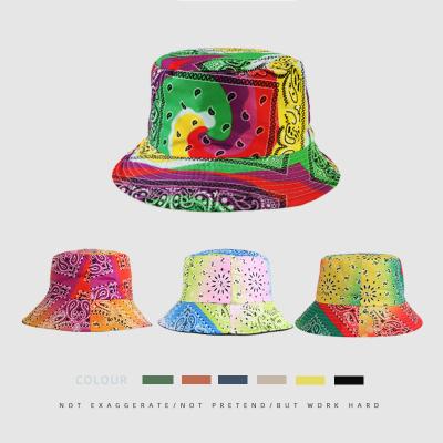 China European and American double-sided sunshade hat new Paisley bucket hat men's and women's sunshade outdoor bucket protection hat for sale