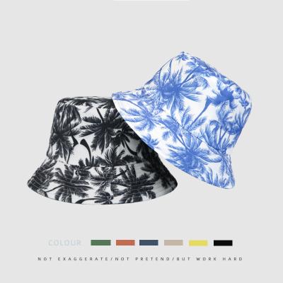 China Sunshade coconut tree bucket hat men and women European and American double-sided wear leisure fashion outdoor mountaineering sun hat for sale