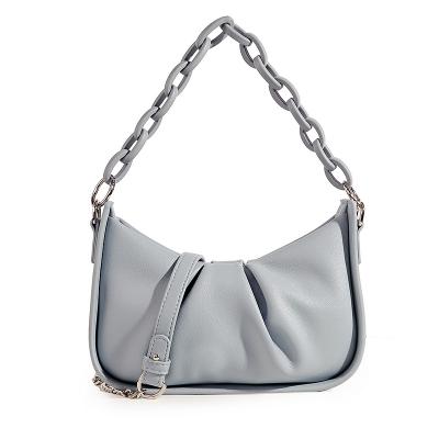 China New Fashionable PVC Chain Cloud Clutch Bag Satchels Acrylic Pleated Unique Shaped Women Handbags For Women for sale