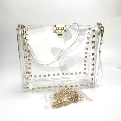 China Clear Transparent PVC Handbags Purse Bag PVC New Product Gift Clear PVC Tote Bag for sale