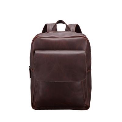 China Retro New Wholesale Casual Professional Leather Bags Men Anti-theft Computer Backpack Student School Travel Backpack for sale