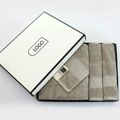 China 100% Sustainable Cotton Towel Gift Sets Logo Customized 3 Piece Bath Towel Sets for sale