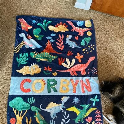 China Sustainable Microfiber Summer Dinosaur Personalized Beach Towel With Name for sale