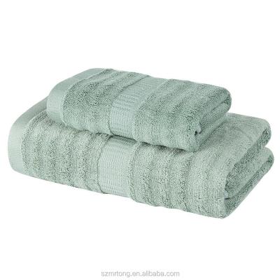 China Luxury QUICK DRY Cotton Hotel and Spa Towel Cotton Rayon Turkish Bath Set of 2, Light Green, 2 Pieces for sale