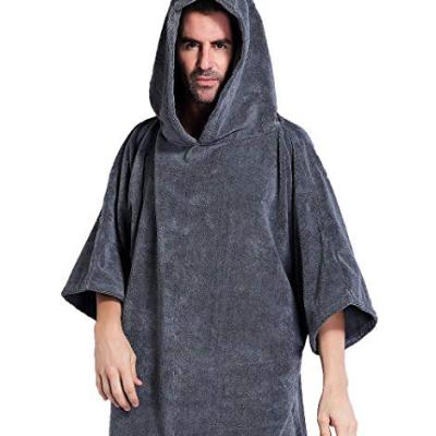 China Mrtong QUICK DRY Adult Clothing Cotton Towel Bathrobe Hooded Poncho Style Terry Bath Shower Long Robe for sale