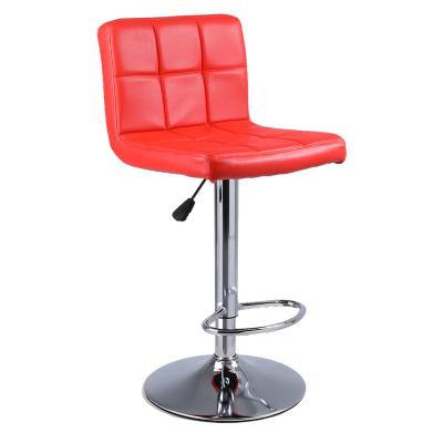 China Southwest Red Small Size Modern Design Adjustable Backrest Bar Stool With Wheels Metal Chair for sale