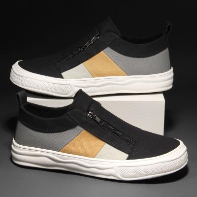 China 2021 Men's Sneakers Canvas Shoes Men's Casual Shoes Fashion Quality Non-slip Breathable Zipper Opening for sale