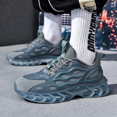 China New style fashion trend bright men's bulky thick bottom blade flymesh sneakers casual shoes for sale