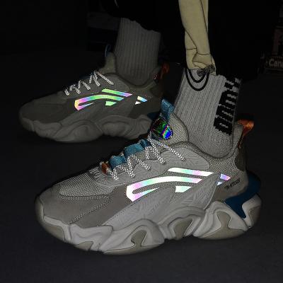 China Fashion Trend China Designer Brands Custom Made Famous Chunky Unique Luminous Sneakers Casual Running Shoes For Men for sale