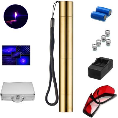 China Ignition and Burning Power 10000mw Wholesale Retail Rechargeable High Power Beam Laser Indicator Copper Blue Pen for sale