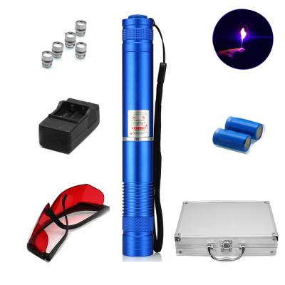 China Ignition and Burning Rechargeable Blue Aluminum Laser Light High Power 1600mw 450nm Strong Indicator with 16430 Battery for sale