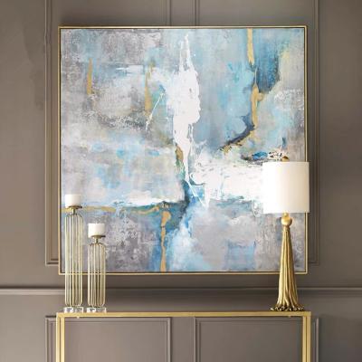 China Modern Modern Blue Gold Foil Aluminum Abstract Heavy Texture Oil Painting Canvas Painting For Wall Art Decor for sale