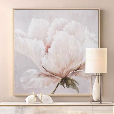 China Beautiful Modern Handmade Pink Flower Canvas Oil Painting For Home Wall Art Decor Living Room Bedroom for sale