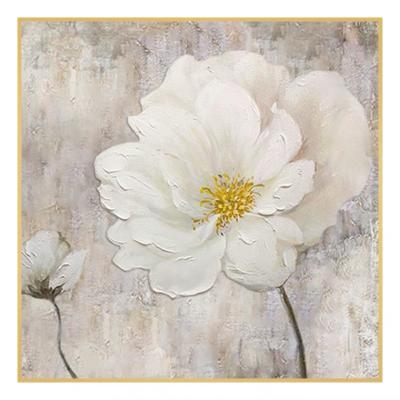 China Modern Handmade Elegant White Lotus Flower Artwork Home Wall Decor Oil Painting On Canvas for sale