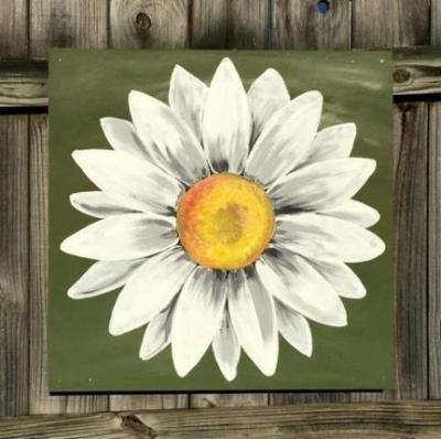 China Modern Kids Bedroom Wall Art Decor Simple Handmade Floral Daisy Flower Painting on Canvas for sale