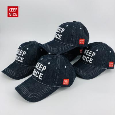 China JOINT Wholesale 3D Embroidered Cotton Denim Fabric 6 Panels Cotton Baseball Caps Shanghai Hat Factory for sale