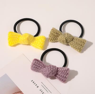 China Fashion Wholesale Korean Hair Accessories Elegant Fashion Bow Elastic Hair Band Soft Knitted Hair Ties Girls for sale