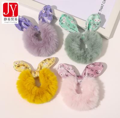 China Beautiful Women Hair Accessories Soft Fabric Plush Color Hair Rings Elastic Hair Bands for sale