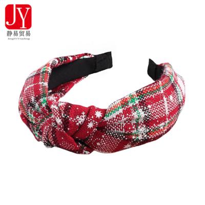 China Wholesale Sweet Christmas Headband Women Red Weaving Top Knotted Hair Bands Accessories With for sale