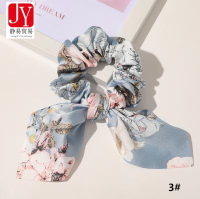 China Silk Ponytail Bunny Ears Hair Scrunchies Soft High Quality Color Scrunchies for sale