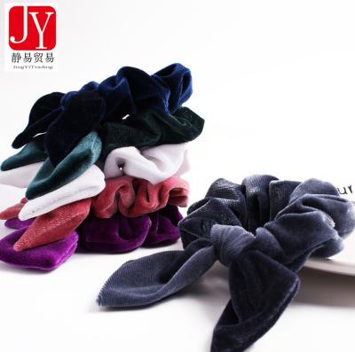 China New Soft Women Bowknot Scrunchies Hair Accessories Hair Circle Velvet Hair Tie for sale