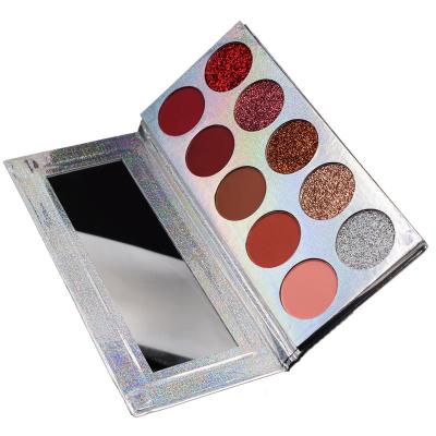 China Wholesale Waterproof Private Label Waterproof Metallic Shimmer OEM/ODM 10 Color Holographic Eyeshadow Palette for sale