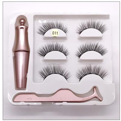 China Hot Selling Free Glue Free False Magnetic Eyelash Magnetic Eyeliner Liquid Set Magnetic Five Eyelashes Kit for sale