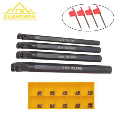 China 7/8/10/12mm sclcr High Performance 4set Cut Lathe Boring Bar Turning Tool Holder 10Pcs Ccmt 0602 Carbide Insert Blades For Lathe Turning Machine for sale