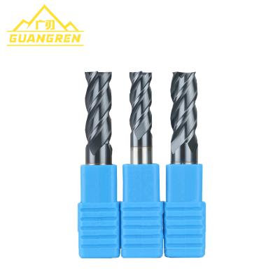 China CNC Process GuangRen HRC 45 Degree 2/3/4flute CNC Safety Carbide Milling Cutter for sale