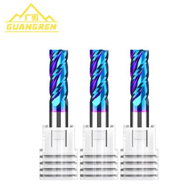 China High quality cnc process GuangRen finish machining 65 hrc 4flute tungsten carbide end mills for sale