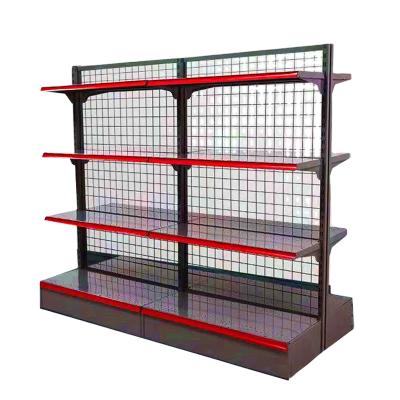 China Double Sided Cold Rolled Steel Sheet Racks Supermarket Gondola Rack Shelves Display for sale