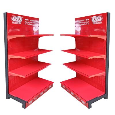 China Grocer Display Rack General Store Single Sided Red Retail Supermarket Stand Gondola Rack for sale